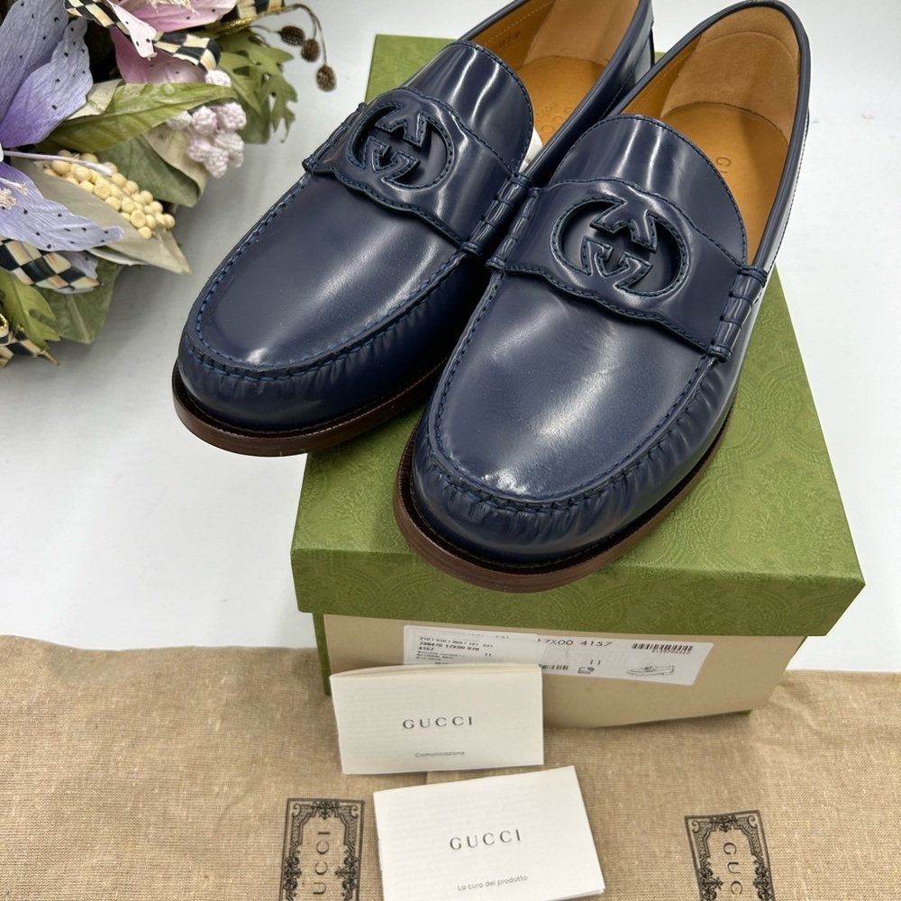 Men’s Gucci interlocking GG leather loafers size 11 made in Italy - Picture 3 of 9
